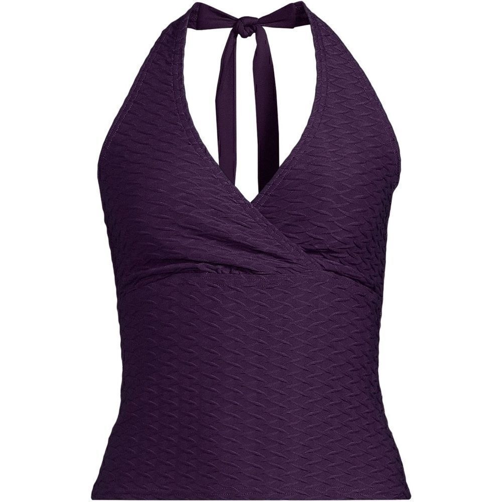 Land’s End Plus Standard Size Chevron textured halter tankini top WINE Various